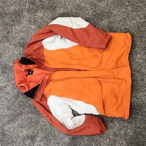 LLBean womens Large 3 in 1 winter coat burnt orange and cream